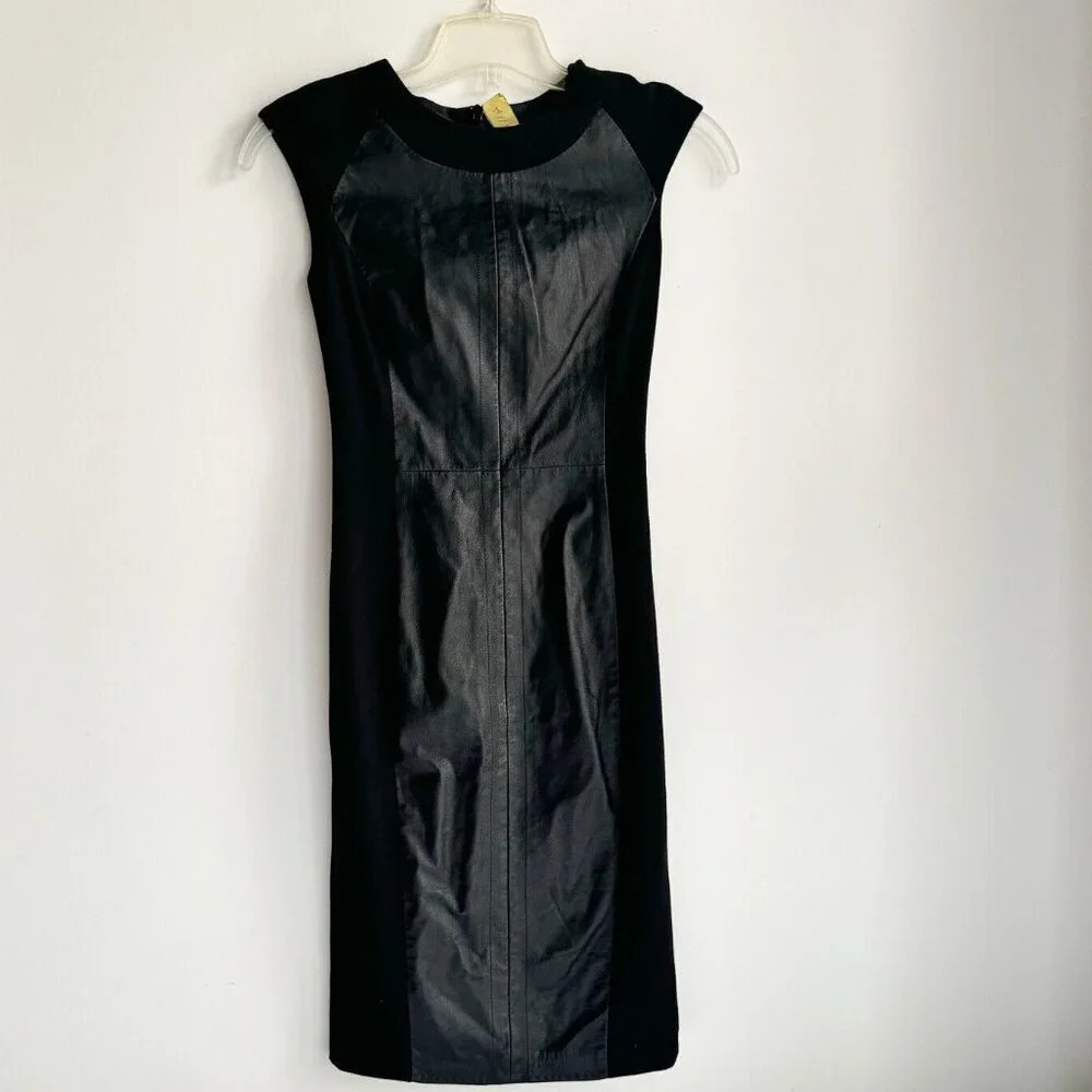 Danier Knit Leather Bodycon Sleveless Midi Dress 2